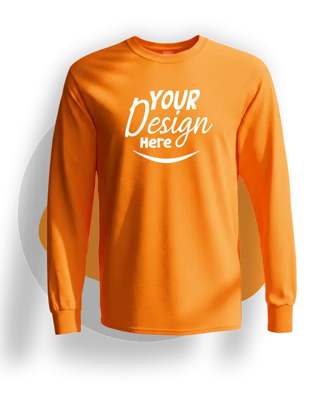 Long-Sleeve-Custom-T-Shirt-Printing-For-Downey-Comunity-Logo-On-Your-Downey-Gear-Safety-Orange-Cotton