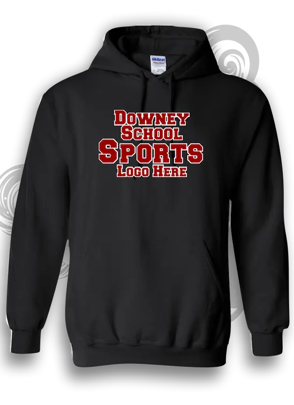 Custom-Hoodies-For-Downey-High-Schools-Sports-Burgundy-Black-Navy-Blue-Screen-Printing