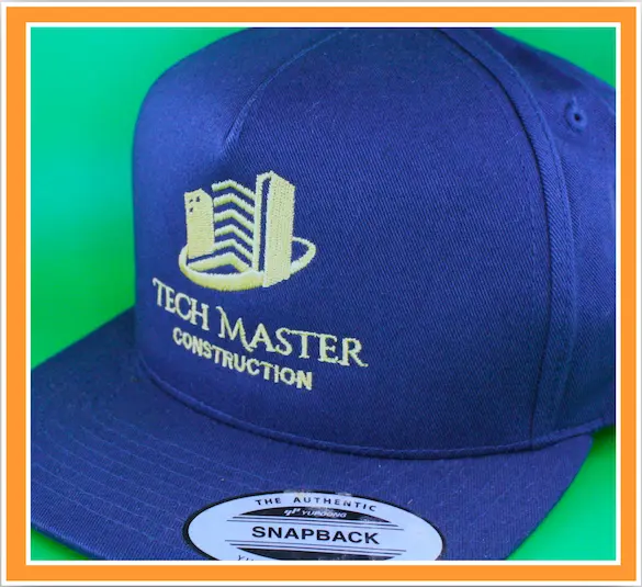 Embroidery-Hats-For-Downey-Construction-Business-Navy-Blue-With-Gold-Threads-Stitches
